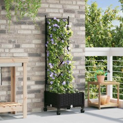 Bac de jardin avec treillis et roues Noir 40 x 40 x 131,5 cm PP 647522647522