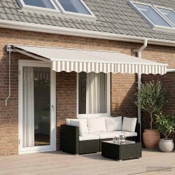 Auvent rétractable manuel Gris clair et blanc 4,5 × 3,5 m 647525647525