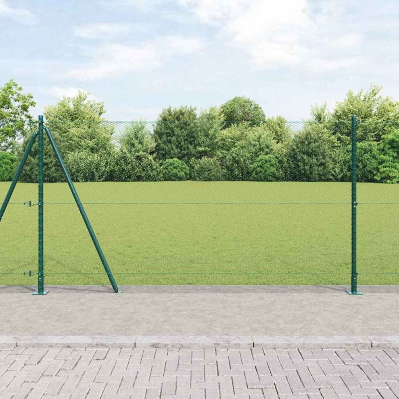 Clôture hexagonale avec base en béton 25 x 1,2 m Vert Maille 647535647535
