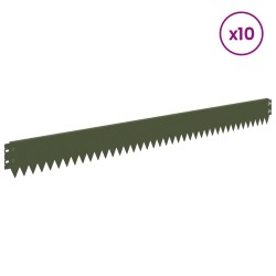 Bordure de Pelouse 10 pcs 103 x 10 cm Acier Vert olive 647545647545