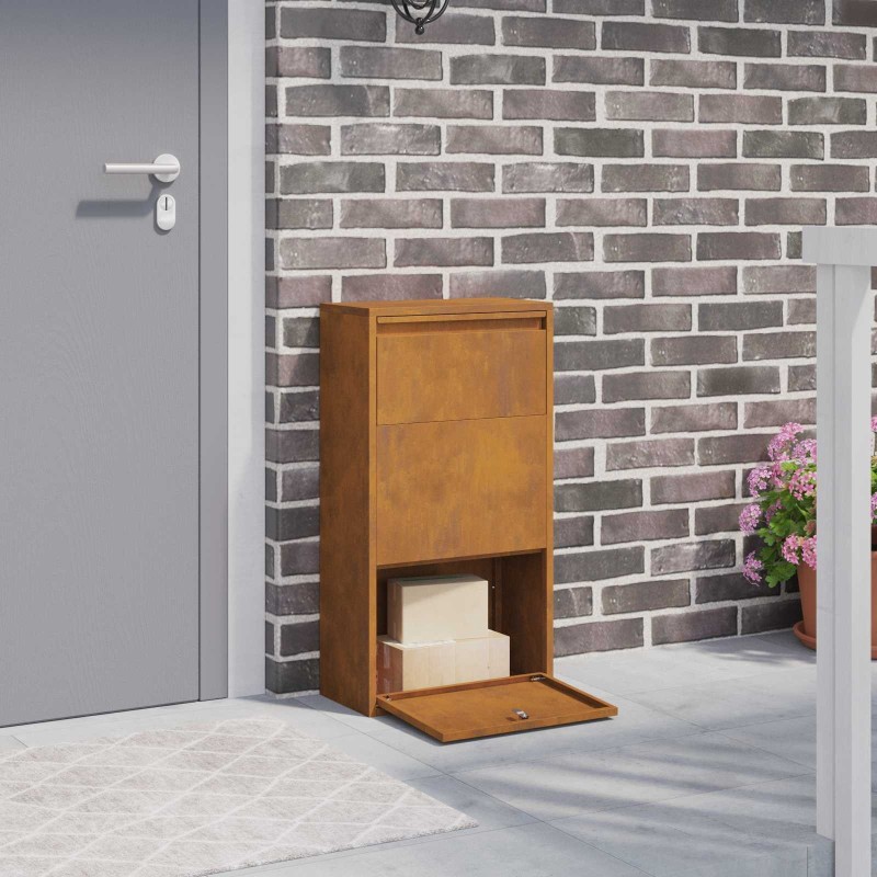 Boîte de dépôt de colis Rouillé 44 x 22 x 82 cm Acier patiné 647549647549