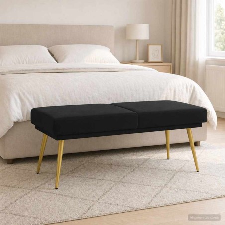 Banc à double couche Noir 120 x 45 x 46 cm Velours 647551647551
