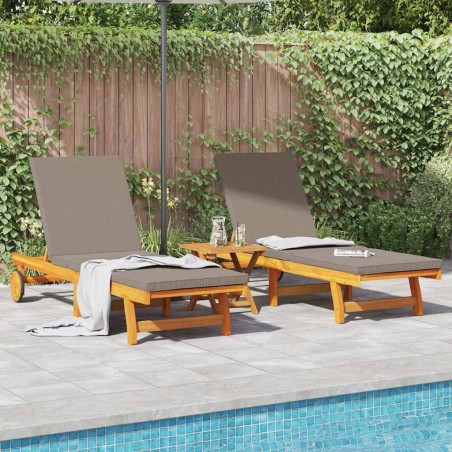 Transat 2-personne 3 pcs Marron Bois d'Acacia Massif 647555647555