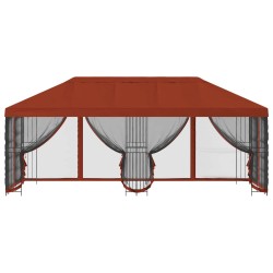 Gazebo avec murs latéraux 6 x 3 m Terre cuite 647558647558