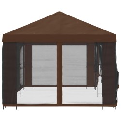 Gazebo avec murs latéraux 6 x 3 m Marron Polyester et Acier 190 647559647559
