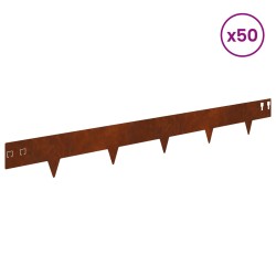 Bordure de Pelouse 50 pcs 100 x 12 cm Acier Rouillé 647564647564