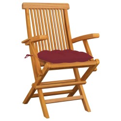 Chaises de jardin coussins rouge bordeaux lot de 6 Teck massif 647569647569