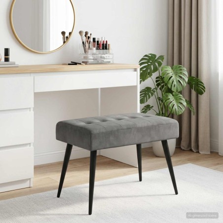 Banc avec capitonnage bouton Gris foncé 60 x 40 x 45 cm Velours 647575647575