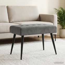 Banc avec capitonnage bouton Gris foncé 60 x 40 x 45 cm Velours 647575647575