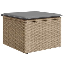 Salon de jardin 6 pcs avec coussins beige résine tressée acacia 647579647579