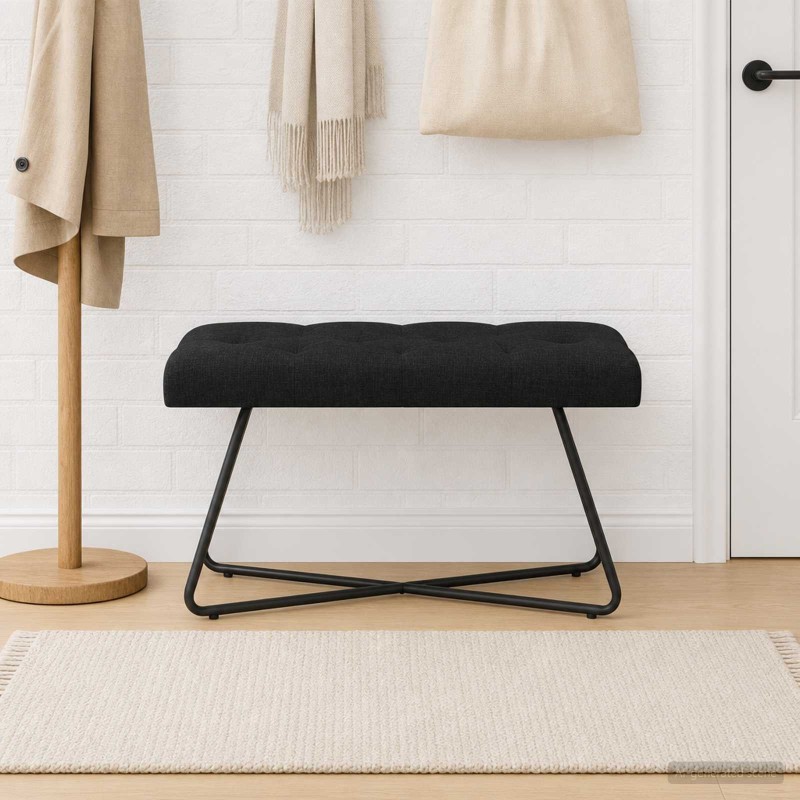 Banc avec capitonnage bouton Noir 80 x 40 x 46 cm Tissu 647580647580