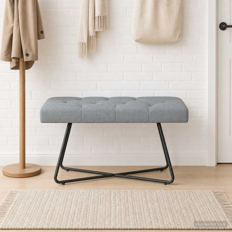 Banc avec capitonnage bouton Gris clair 80 x 40 x 46 cm Tissu 647581647581