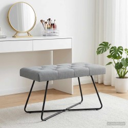 Banc avec capitonnage bouton Gris clair 80 x 40 x 46 cm Tissu 647581647581