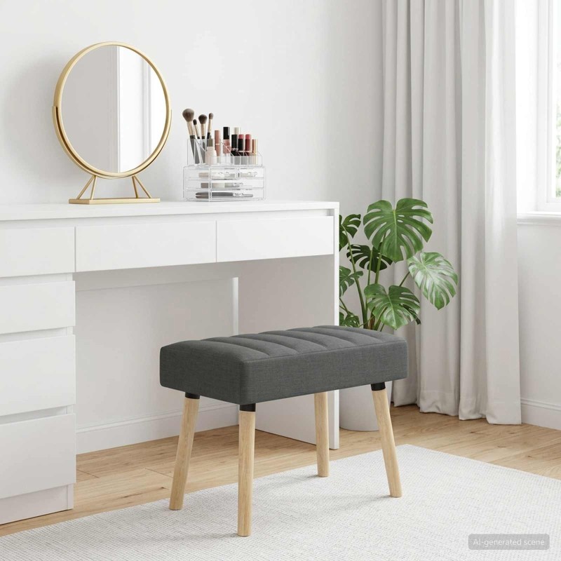 Banc capitonné canal Gris foncé 60 x 40 x 45 cm Tissu 647583647583