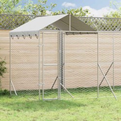 Chenil d'extérieur pour chiens avec toit argenté 10x2x2,5 m 647584647584