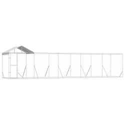 Chenil d'extérieur pour chiens avec toit argenté 10x2x2,5 m 647584647584