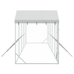 Chenil d'extérieur pour chiens avec toit argenté 10x2x2,5 m 647584647584