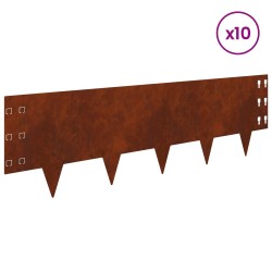 Bordure de Pelouse 10 pcs 100 x 30 cm Acier Rouillé 647590647590