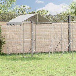 Chenil d'extérieur pour chiens avec toit argenté 6x6x2,5 m 647593647593