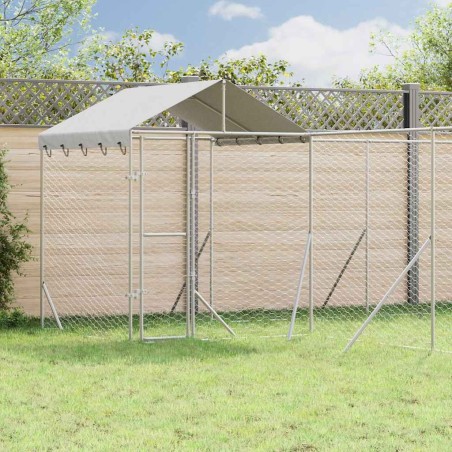 Chenil d'extérieur pour chiens avec toit argenté 6x6x2,5 m 647593647593