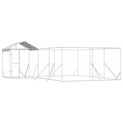 Chenil d'extérieur pour chiens avec toit argenté 6x6x2,5 m 647593647593