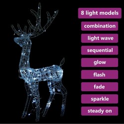 Renne de décoration de Noël Acrylique 140 LED blanc froid 128 cm 647598647598