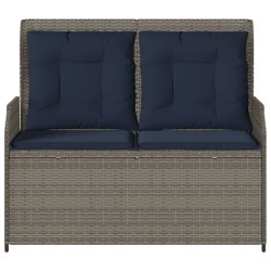 Banc inclinable de jardin avec coussins gris résine tressée 647602647602