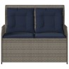 Banc inclinable de jardin avec coussins gris résine tressée 647602647602