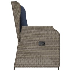 Banc inclinable de jardin avec coussins gris résine tressée 647602647602