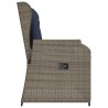 Banc inclinable de jardin avec coussins gris résine tressée 647602647602