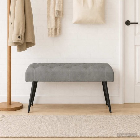 Banc avec capitonnage bouton Gris clair 80 x 40 x 46 cm Velours 647606647606
