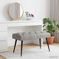 Banc avec capitonnage bouton Gris clair 80 x 40 x 46 cm Velours 647606647606