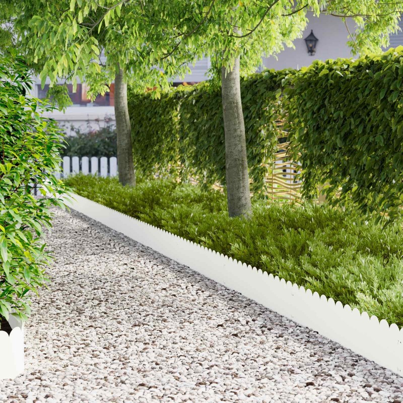 Bordure de Pelouse 20 pcs 103 x 25 cm Acier Blanc 647615647615
