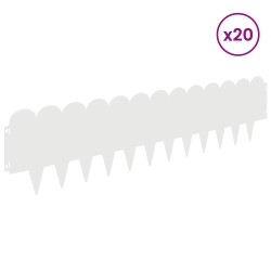 Bordure de Pelouse 20 pcs 103 x 25 cm Acier Blanc 647615647615