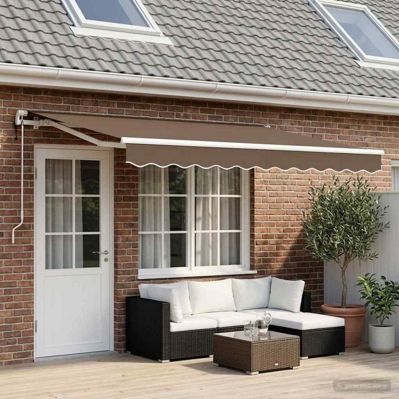 Auvent rétractable Taupe 400 × 350 cm Tissu et Aluminium 647618647618