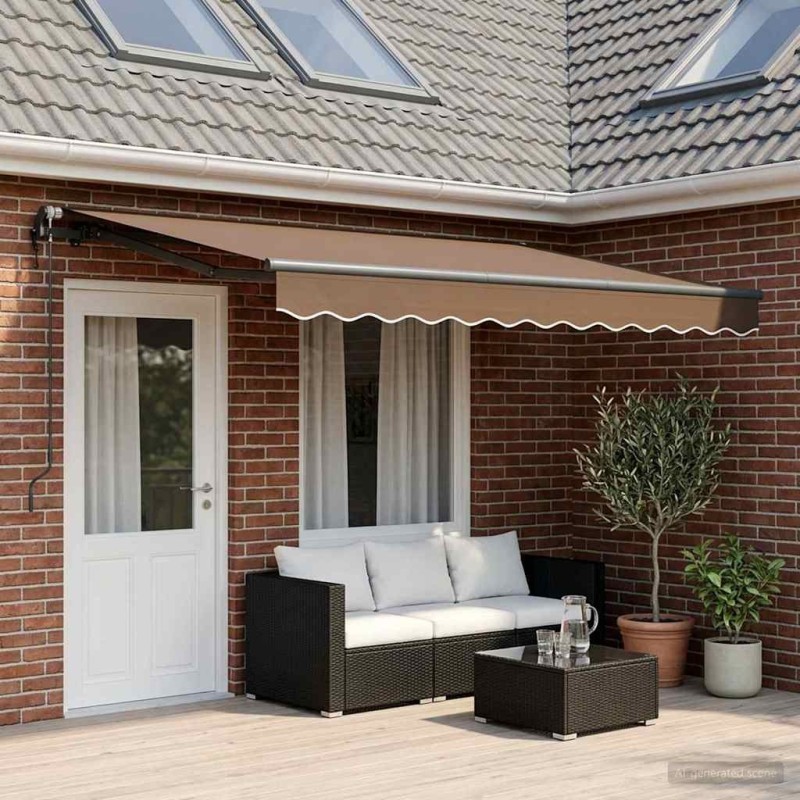 Auvent rétractable Taupe 400 × 350 cm Tissu et Aluminium 647623647623