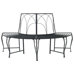 Banc d'Arbre 4-Nombre de places 160 x 80 x 89 cm Acier Noir 647636647636