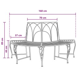 Banc d'Arbre 4-Nombre de places 160 x 80 x 89 cm Acier 647637647637