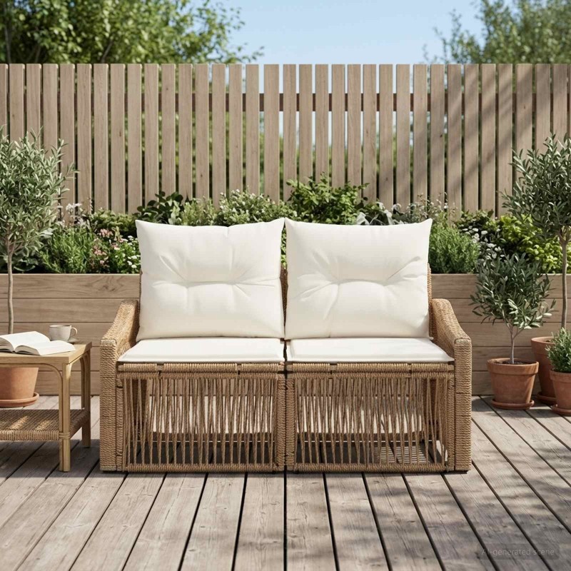 Canapé de jardin 2-Nombre de places Beige polyrotin 647649647649