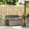 Banc de rangement de jardin avec coussin gris résine tressée 647654647654