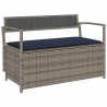 Banc de rangement de jardin avec coussin gris résine tressée 647654647654