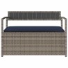 Banc de rangement de jardin avec coussin gris résine tressée 647654647654