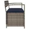 Banc de rangement de jardin avec coussin gris résine tressée 647654647654