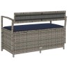 Banc de rangement de jardin avec coussin gris résine tressée 647654647654