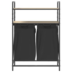 Panier à linge à 2 compartiments avec étagères chêne Sonoma 647657647657
