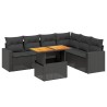 Salon de jardin 7 pcs avec coussins noir résine tressée 647659647659