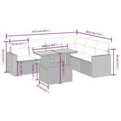 Salon de jardin 7 pcs avec coussins noir résine tressée 647659647659