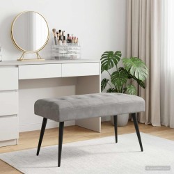 Banc avec capitonnage bouton Gris clair 80 x 40 x 46 cm Velours 647662647662