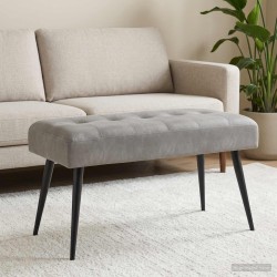 Banc avec capitonnage bouton Gris clair 80 x 40 x 46 cm Velours 647662647662