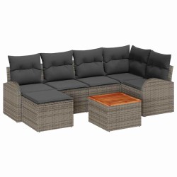 Ensemble de canapé de jardin avec stockage 7 pcs Gris polyrotin 647663647663